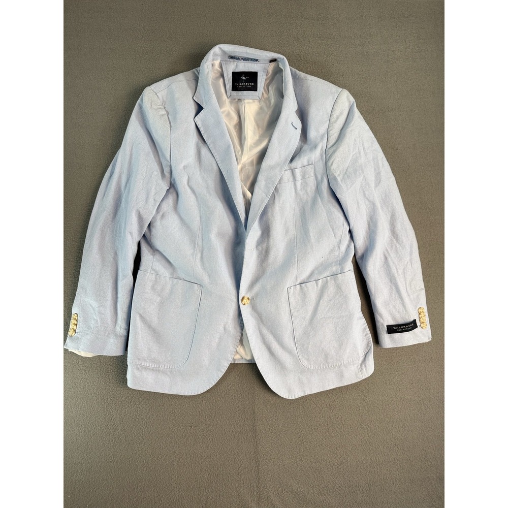 Tailorbyrd Sport Coat Mens 42R Light Blue Linen Blend Blazer Jacket Casual